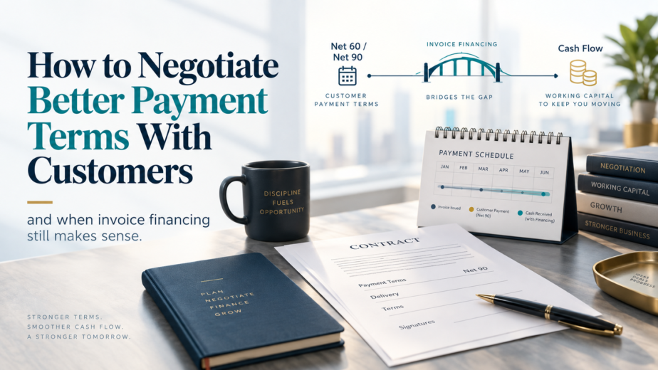 How to negotiate better payment terms with customers using Net 60 or Net 90 terms and invoice financing to support cash flow