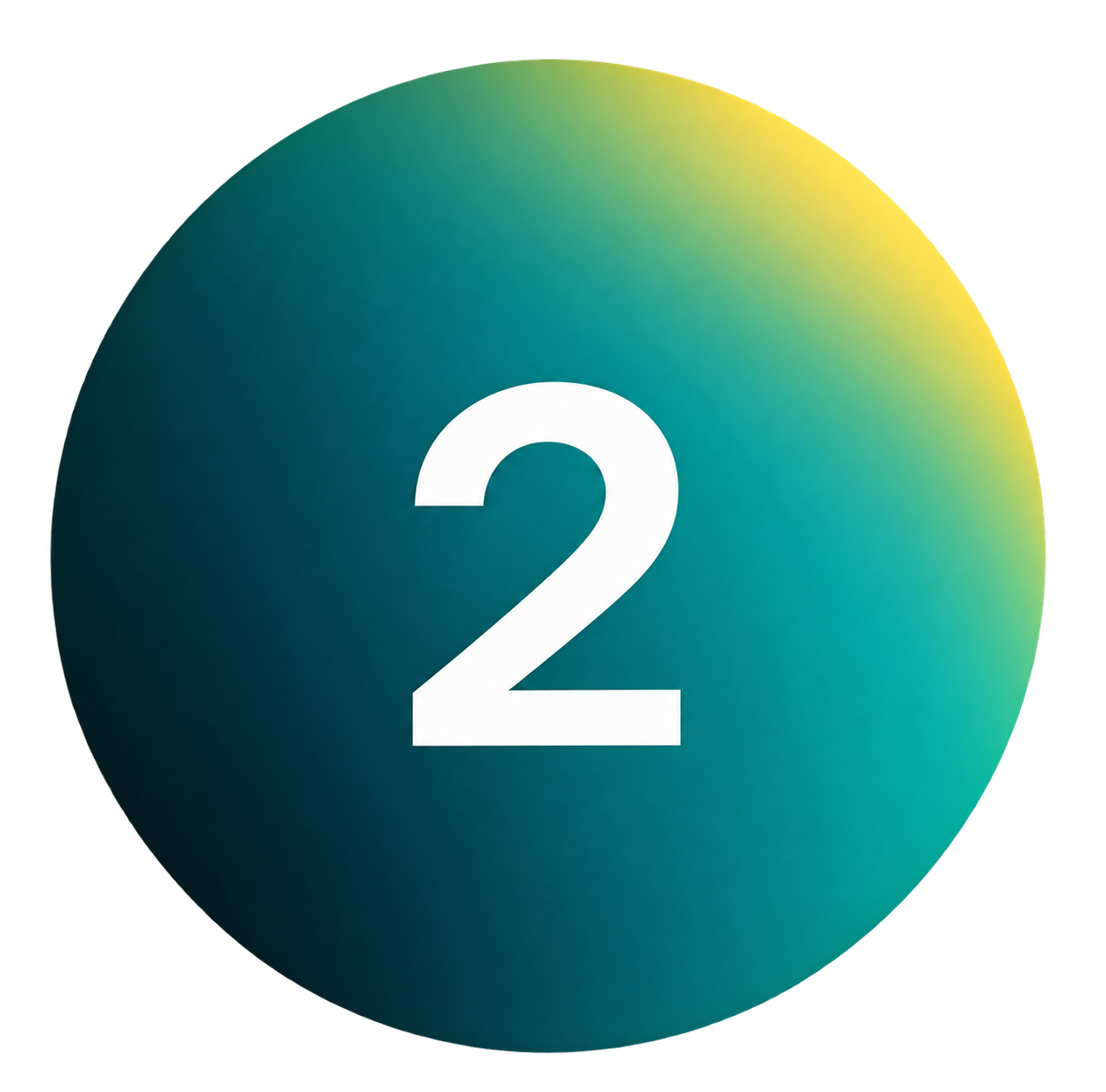 White number two centered inside a circular green and teal gradient icon with golden yellow highlights, representing Step 2 of Yardline's business financing process.