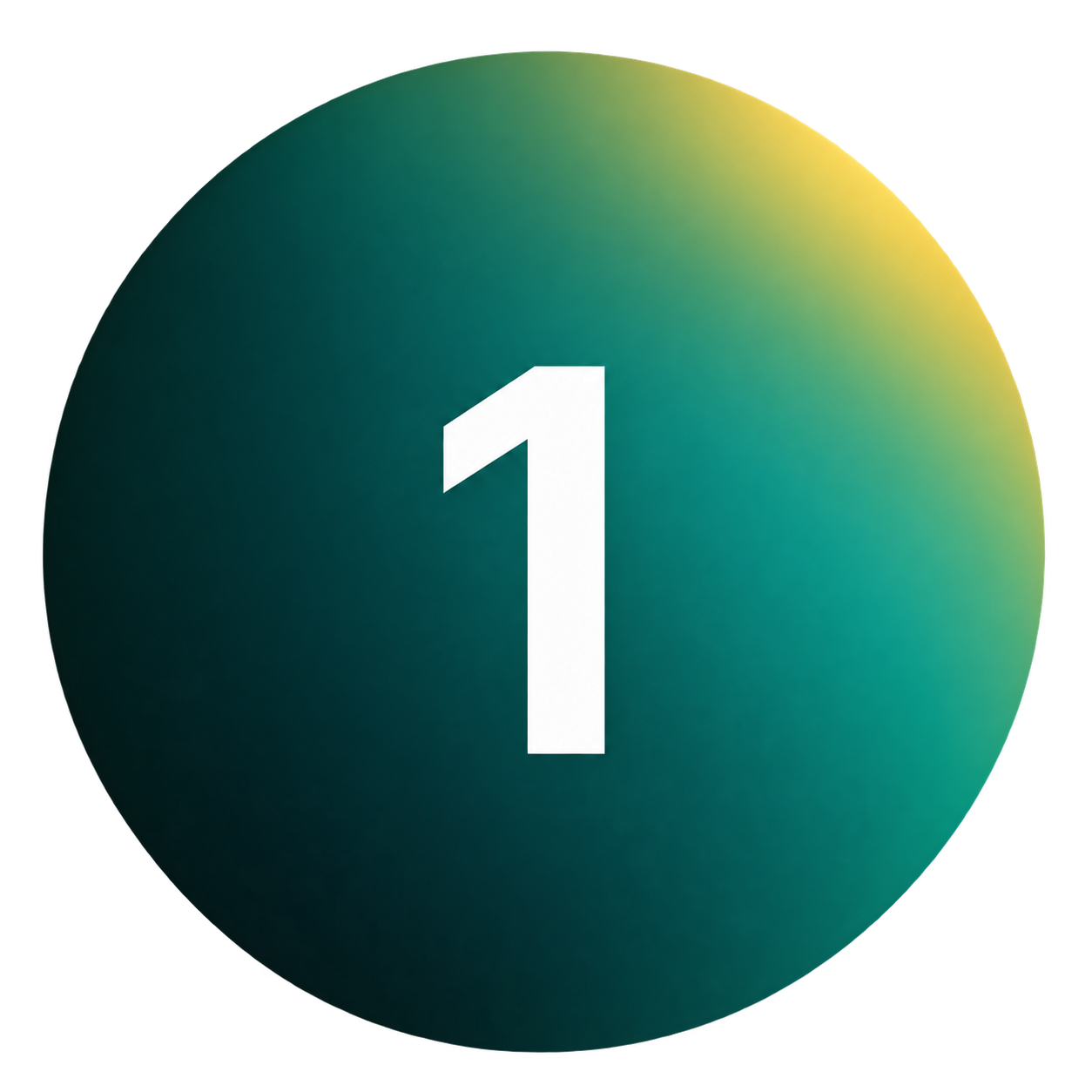 White number one inside a circular green gradient icon with subtle golden highlights, representing the first step in Yardline's business financing process.
